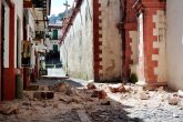 08072019-Taxco, Gro. 19septiembre2017. Daños en la parroquia de Santa Prisca donde se desprendieron pináculos y ornamentaciones que cayeron en los patios y la calle de El Arco. Foto: Claudio Viveros.