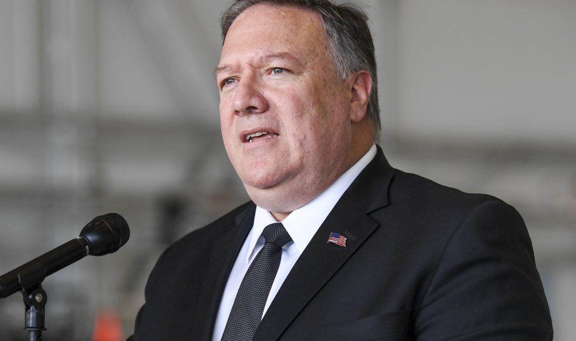 18/06/2019 18 June 2019, US, Tampa: US Secretary of State Mike Pompeo speaks during a press conference regarding the ongoing tensions with Iran during his visit to the MacDill Air Force Base. Photo: Allie Goulding/Tampa Bay Times via ZUMA Wire/dpa POLITICA INTERNACIONAL Allie Goulding/Tampa Bay Times v / DPA