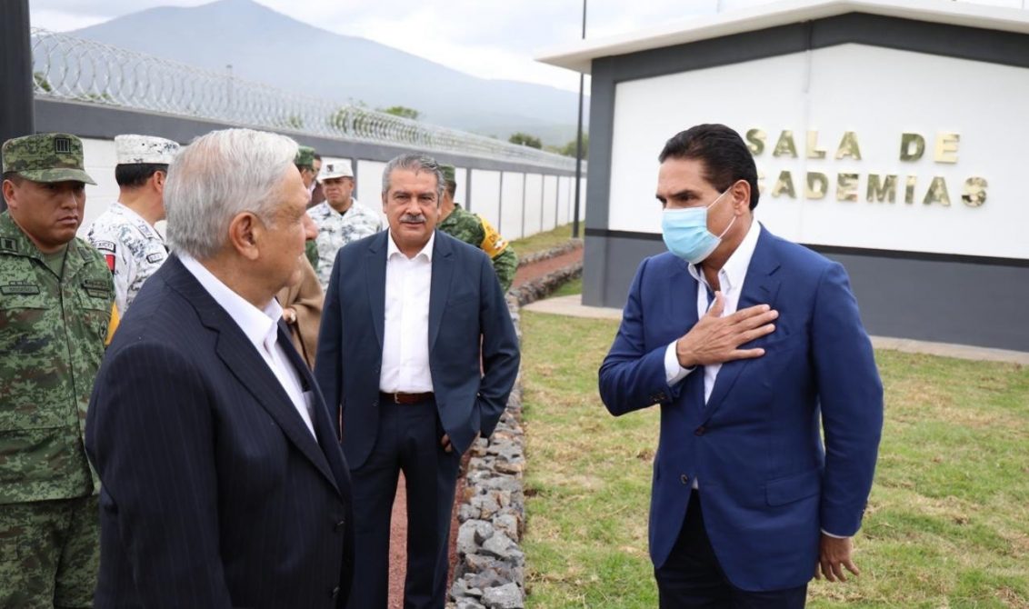 MORELIA, MICHOACÁN, 26JUNIO2020.- El presidente Andrés Manuel López Obrador durante su gira de trabajo donde se reunió con el gobernador Silvano Aureoles Conejo. Quien le expresó su apoyo para trabajar de manera conjunta. FOTO: CUARTOSCURO.COM