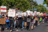 03 June 2020, US, Garden Grove: Hundreds of protesters march down Garden Grove Boulevard against the violent death of the African-American George Floyd by a white policeman in Minneapolis last week. Photo: Leonard Ortiz/Orange County Register via ZUMA/dpa