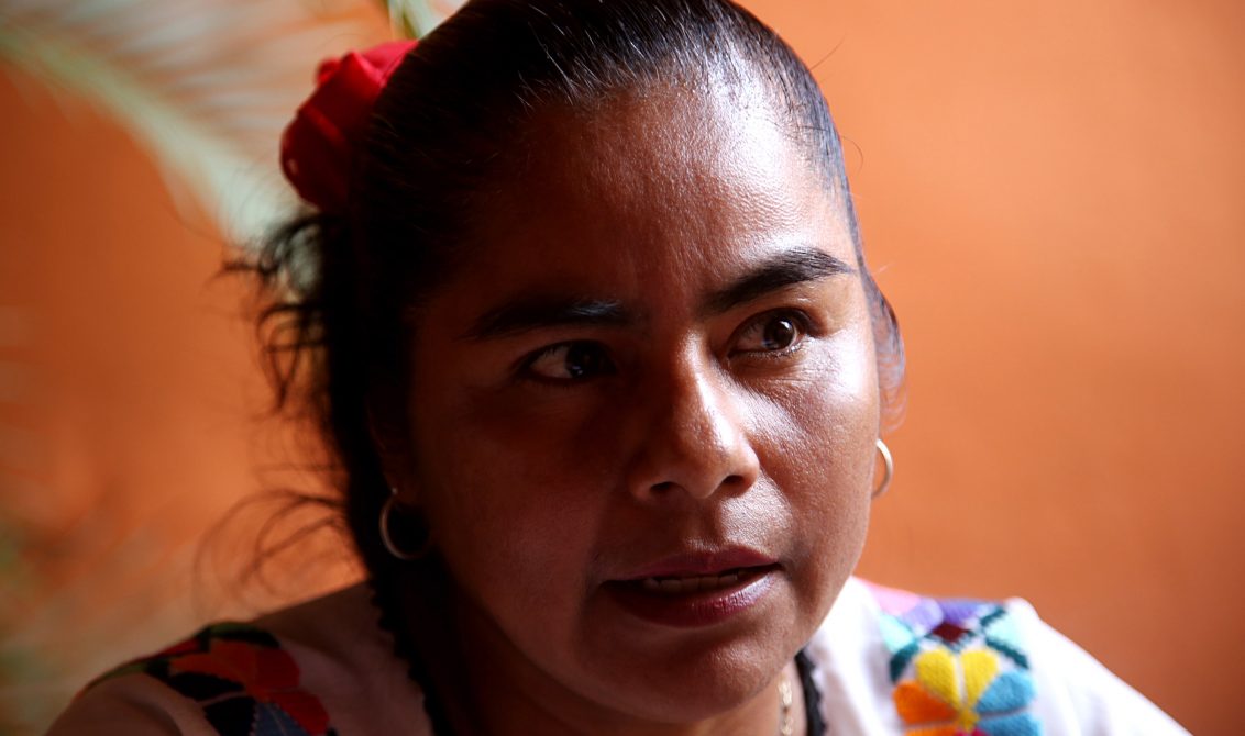 La defensora de los derechos humanos indígenas, Hermelinda Tiburcio, durante la entrevista para El Sur. Foto: Eric Chavelas-Archivo