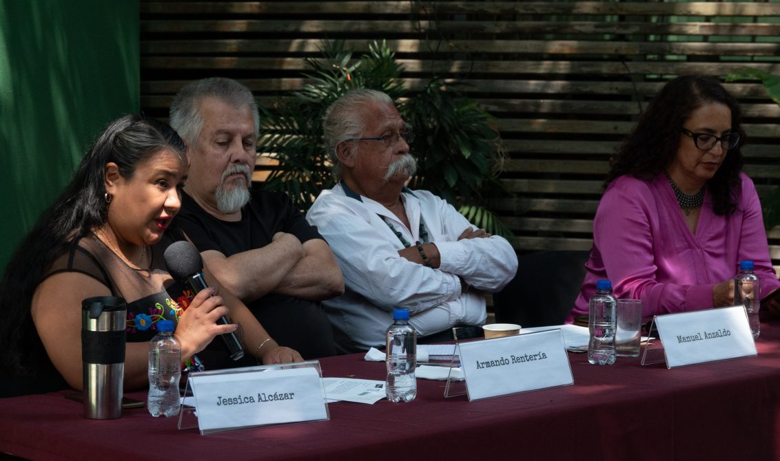 CIUDAD DE MÉXICO, 09JUNIO2023.- Jessica Alcazar, integrante de Artículo 19 para la Oficina de México y Centroamérica; Eugenia Allier, representante del Mecanismo de Esclarecimiento Histórico (MEH); Armando Rentería, ex integrante de la Liga Comunista 23 de Septiembre, y Manuel Anzaldo, presidente de la Staach AC, encabezaron la conferencia de prensa para la presentación de los “Archivos de la Resistencia” recopilación de documentos que ayudarán a entender de mejor manera el periodo conocido como “La Guerra Sucia” en nuestro país. FOTO: GALO CAÑAS/CUARTOSCURO.COM