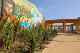 El Jardín del Puerto en dónde se realizan los últimos trabajos de remodelación, y en cuyo mural se lee Bienvenidos al Jardín Vicente Guerrero. Foto: Carlos Carbajal